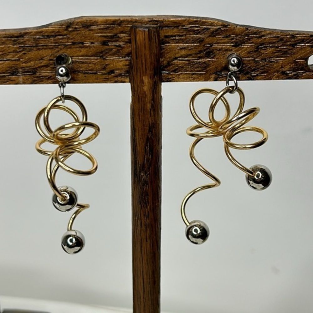 Earrings, Vintage Two-Tone Earrings, Silver and Gold, Starement Earrings